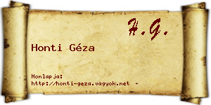 Honti Géza névjegykártya